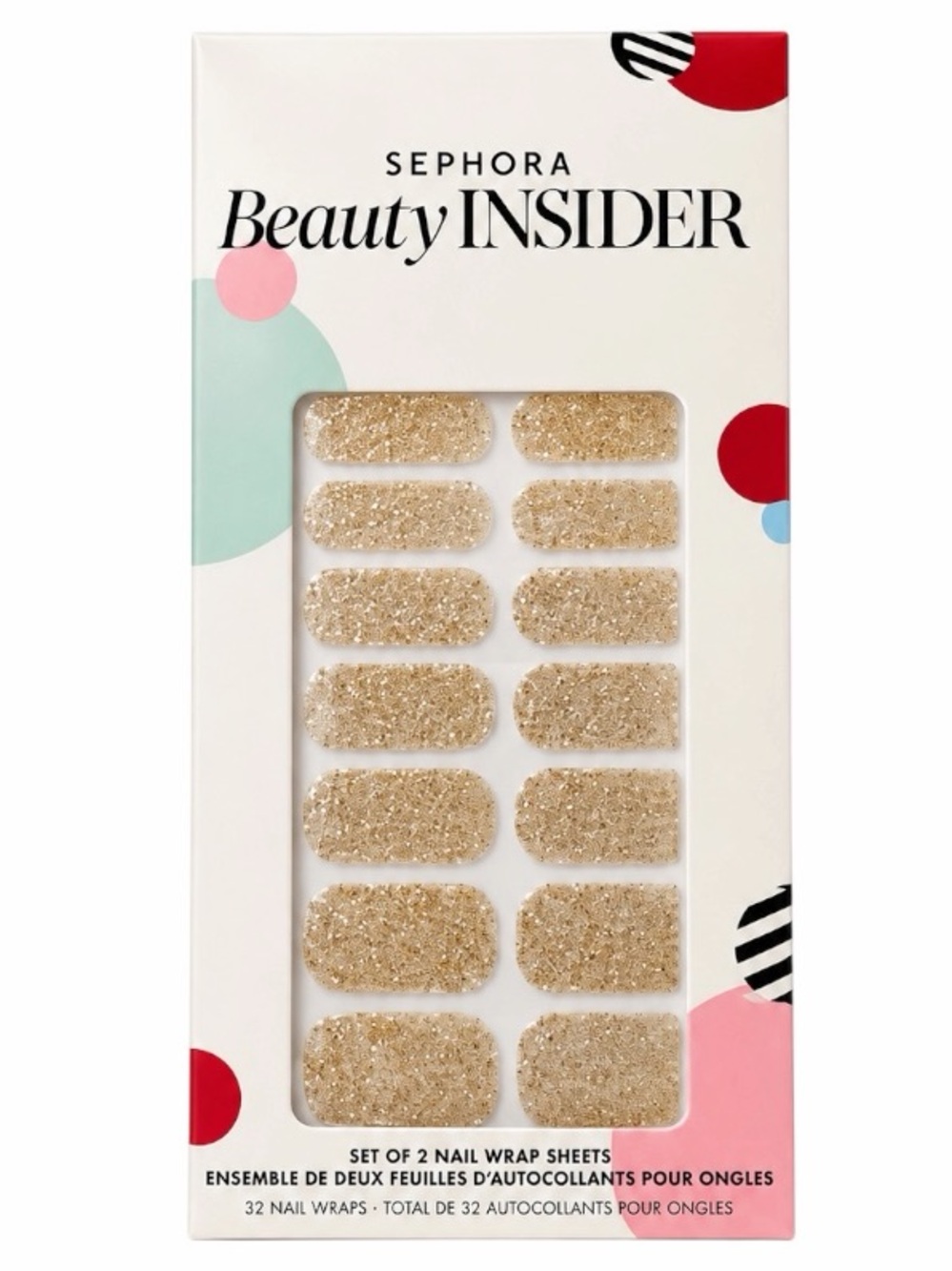 NWT Sephora Insider Set of 2 Nail Wrap Sheets in gold glitter